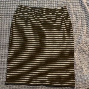 Striped Black and Gray Maxi Skirt